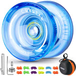 MAGICYOYO Professional Crystal Yoyo K2, Responsive Yoyo For Kids, Plastic Yoyo Professional Beginner Yo Yo With Unresponsive Yoyo Bearing For Intermediate + 12 Yo-yo Strings+Yo Yo Bag (Crystal Blue),