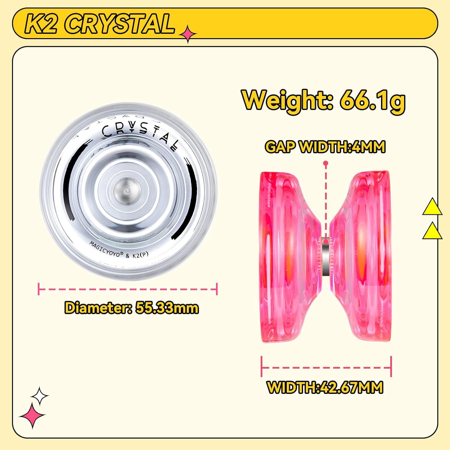 MAGICYOYO Responsive Yoyo K2 Crystal Yoyo For Kids, 3 Pack Professional Yoyo For Kids Beginner, Dual Purpose Plastic Yo Yos For Adults With Unresponsive Bearing + Accessories (Pink + Yellow + White),
