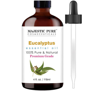 Majestic Pure Eucalyptus Essential Oil, 100% Pure & Natural, 4oz, Premium Grade for Hair & Skin Care