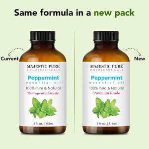 Majestic Pure Peppermint Essential Oil, 100% Pure and Natural, Premium Grade, for Diffusers & Aromatherapy, 4 fl oz