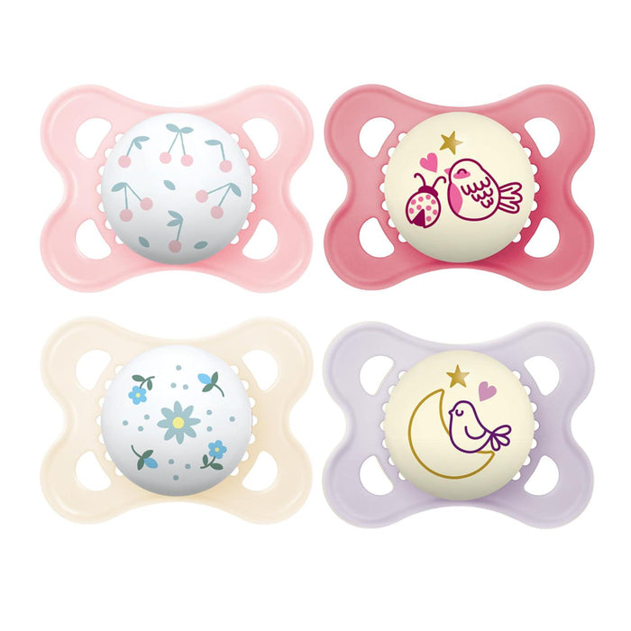 MAM Day & Night Pacifiers, Glow in the Dark, 0-6 Months, Baby Girl