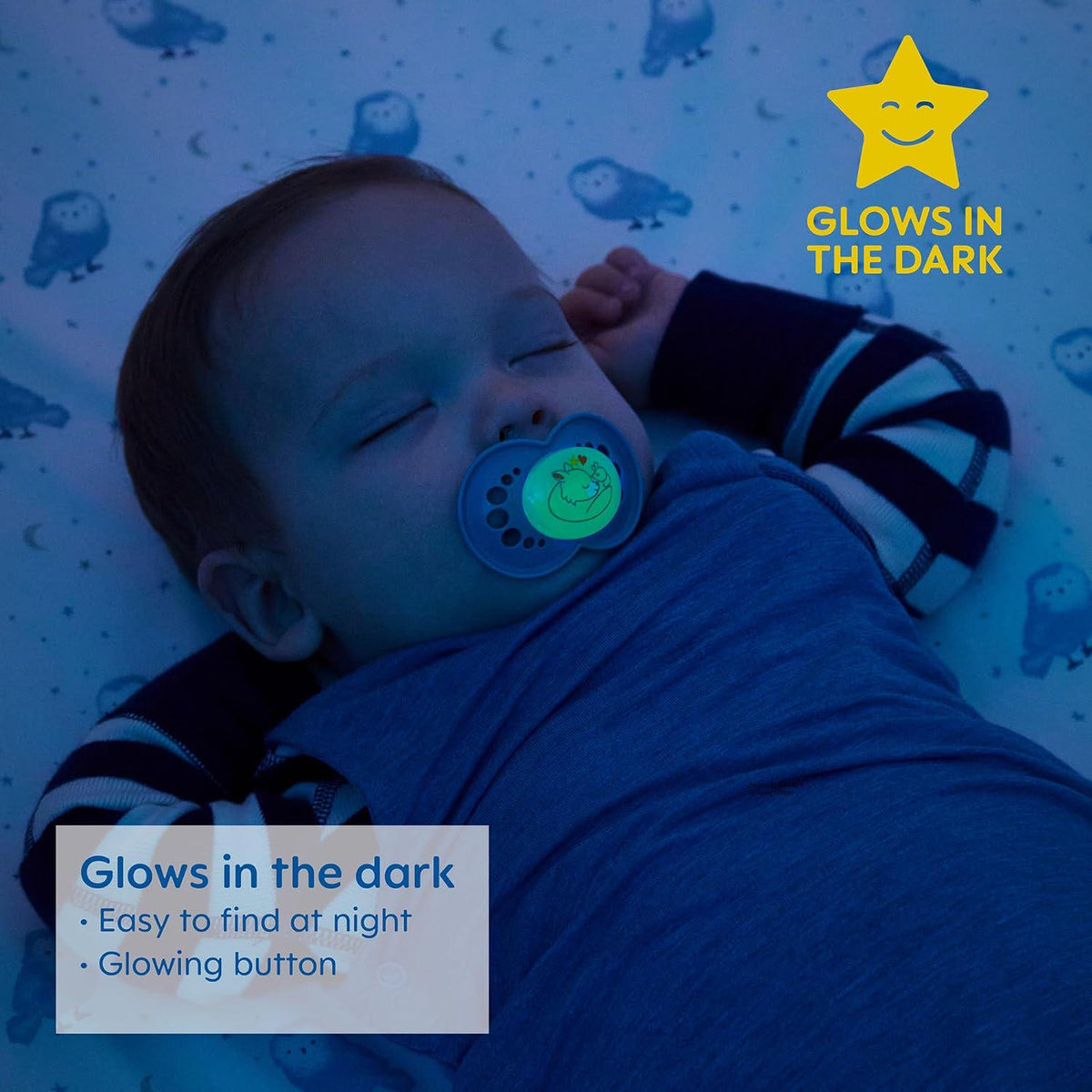 MAM Day And Night Pacifiers, Glow In The Dark Pacifier For Breastfed Babies, 0-6 Months, Baby Boy,