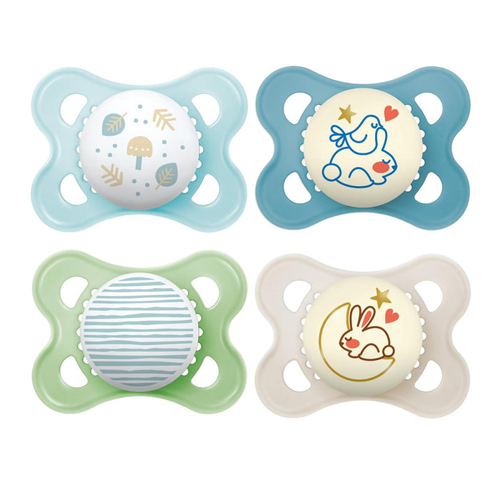 MAM Day & Night Pacifiers, Glow in the Dark, Pacifier for Breastfed Babies, 0-6 Months, Baby Boy