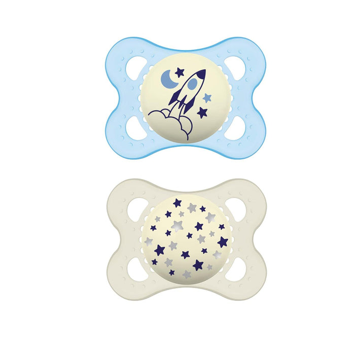 MAM Night Pacifiers for 0-6 Months, Glow-in-the-Dark, Best for Breastfed Babies, 2 Count