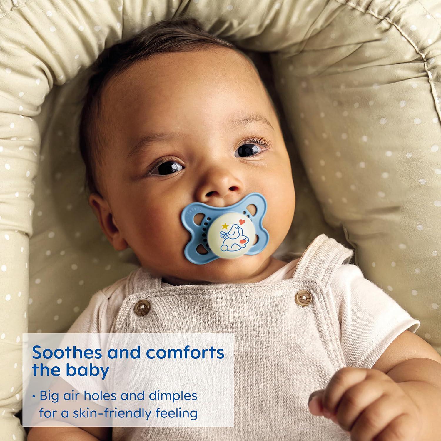 MAM Night Pacifiers 0-6 Months, Best For Breastfed Babies, Glow In The Dark, Baby Boy, 2 Count,