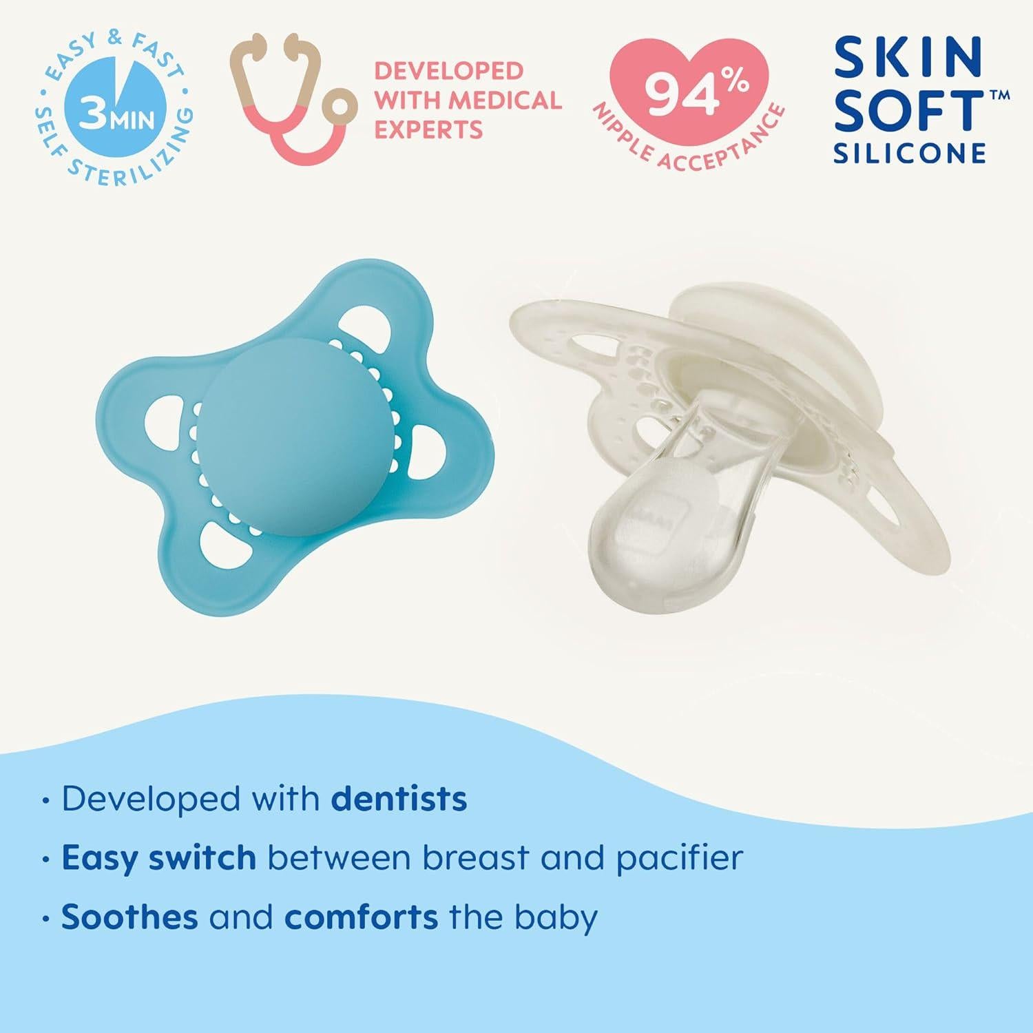 MAM Original Matte Baby Pacifier, 0-6 Months, 4 Count,Does not Apply