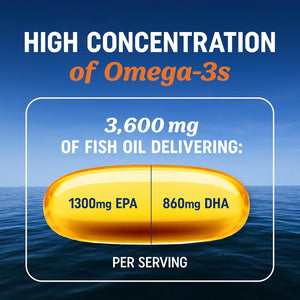 MAV Nutrition Omega-3 Fish Oil, Triple Strength, 3,600mg, Burpless, Non-GMO, NSF Certified, 120 Count
