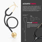 MDF Instruments, Acoustica Lightweight Stethoscope For Doctors, Nurses, Students, Home Health Use, Adult, Dual Head, Black Tube, Gold Chestpiece-Headset, MDF747XPK11,