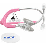 MDF Instruments, Acoustica Lightweight Stethoscope For Doctors, Nurses, Students, Home Health Use, Adult, Dual Head, Pink Tube, Silver Chestpiece-Headset, MDF747XP01,