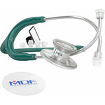 MDF Instruments, Acoustica Lightweight Stethoscope For Doctors, Nurses, Students, Home Health Use, Adult, Dual Head, Dark Green Tube, Silver Chestpiece-Headset, MDF747XP09,