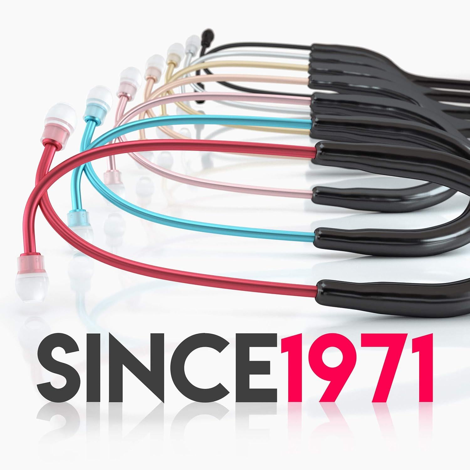 MDF Instruments, Acoustica Lightweight Stethoscope For Doctors, Nurses, Students, Home Health Use, Adult, Dual Head, Black Tube, Red Chestpiece-Headset, MDF747XPR11,