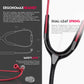 MDF Instruments, Acoustica Lightweight Stethoscope For Doctors, Nurses, Students, Home Health Use, Adult, Dual Head, Black Tube, Red Chestpiece-Headset, MDF747XPR11,