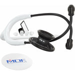 MDF Instruments, Acoustica Lightweight Stethoscope For Doctors, Nurses, Students, Home Health Use, Adult, Dual Head, White Tube, Black Chestpiece-Headset, MDF747XPBO29,