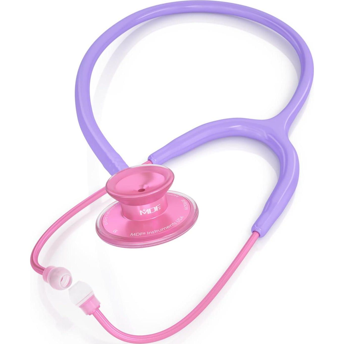 MDF Instruments, Acoustica Lightweight Stethoscope For Doctors, Nurses, Students, Home Health Use, Adult, Dual Head, Pastel Purple Tube, Pink Pinkore Chestpiece-Headset, MDF747XPPO07,