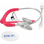 MDF Instruments, Acoustica Lightweight Stethoscope For Doctors, Nurses, Students, Home Health Use, Adult, Dual Head, Raspberry Tube, Silver Chestpiece-Headset, MDF747XP23,