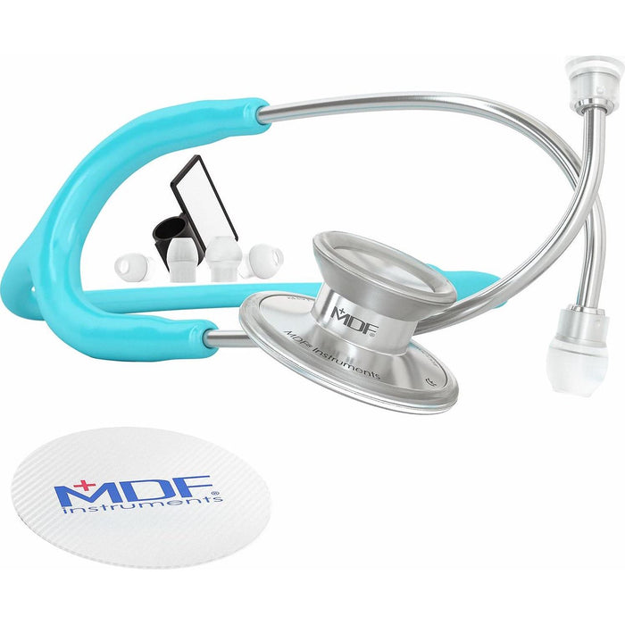 MDF Instruments Acoustica Lightweight Stethoscope, Dual Head, Pastel Blue Tube & Silver Chestpiece, For Doctors & Nurses