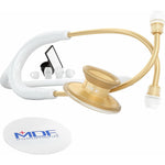 MDF Instruments, Acoustica Lightweight Stethoscope For Doctors, Nurses, Students, Home Health Use, Adult, Dual Head, White Tube, Gold Chestpiece-Headset, MDF747XPK29,