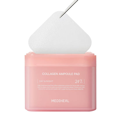 Mediheal MEDIHEAL Collagen Ampoule Pad Square Cotton Facial Toner Pads Collagen And Ceramide - Skin Firming And Restore Elasticity - Tighten Wrinkles And Lines - Vegan Eco Silk Pads, 100 Pads