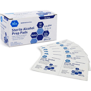 Med Pride Sterile Alcohol Prep Pads, 2-Ply, Individually Wrapped, Latex-Free, Antiseptic, 100 Count