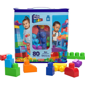 Mega Bloks First Builders Big Building Bag with 80 Toddler Blocks and Storage Blue