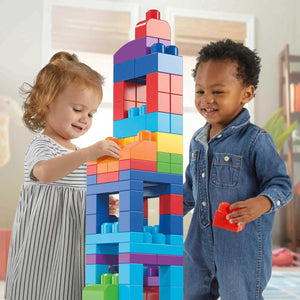 MEGA BLOKS First Builders Toddler Blocks Toys Set, Big Building Bag With 80 Pieces And Storage, Blue, Ages 1+ Years,