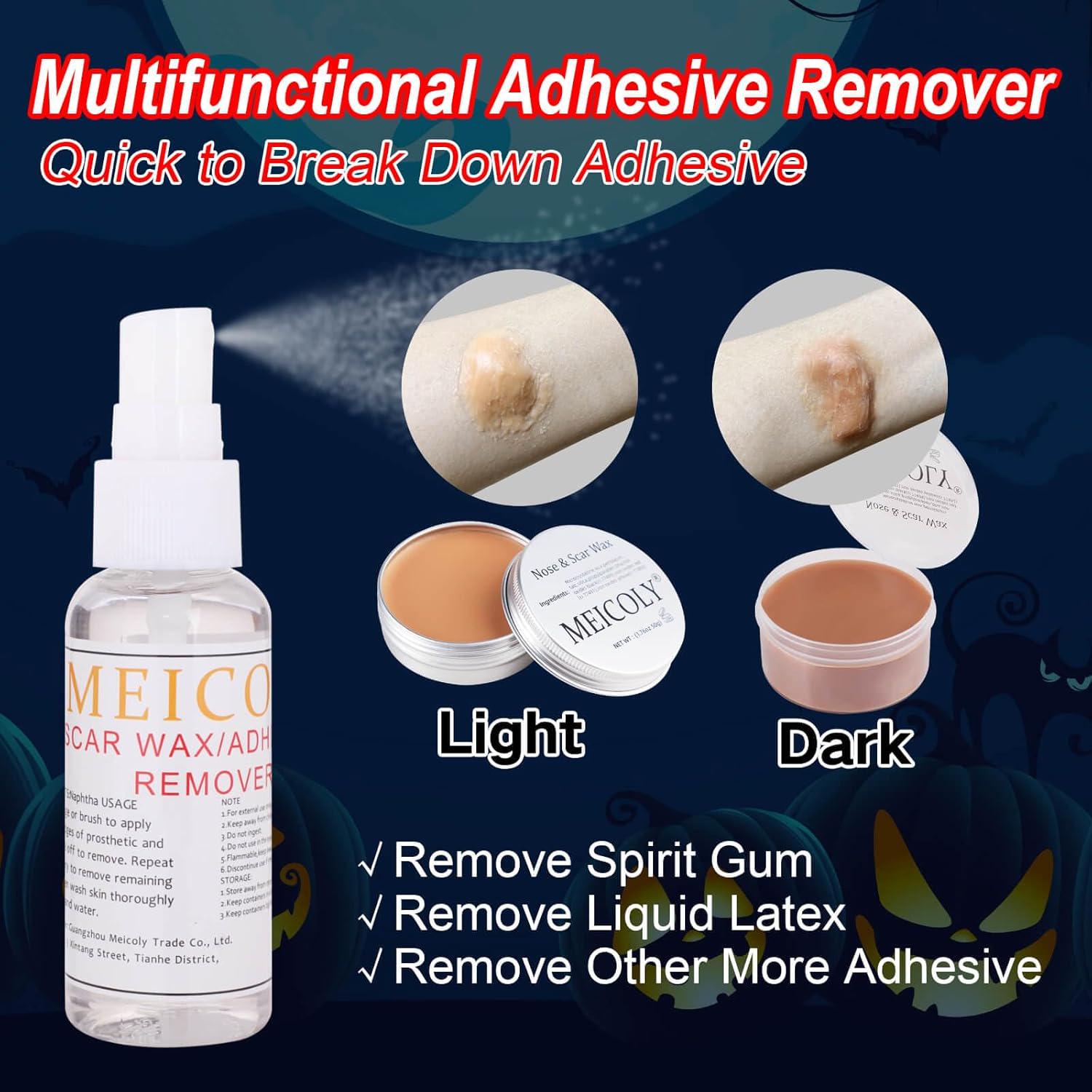 MEICOLY 7Pcs SFX Special Effects Makeup Kit,Helloween Cosplay Makeup,6 Color Bruise Makeup Palette+Coagulated Blood+Fake Blood Splatter+Black Stipple Sponge+Scar Wax With Spatula Tool+Scar Wax Remover,