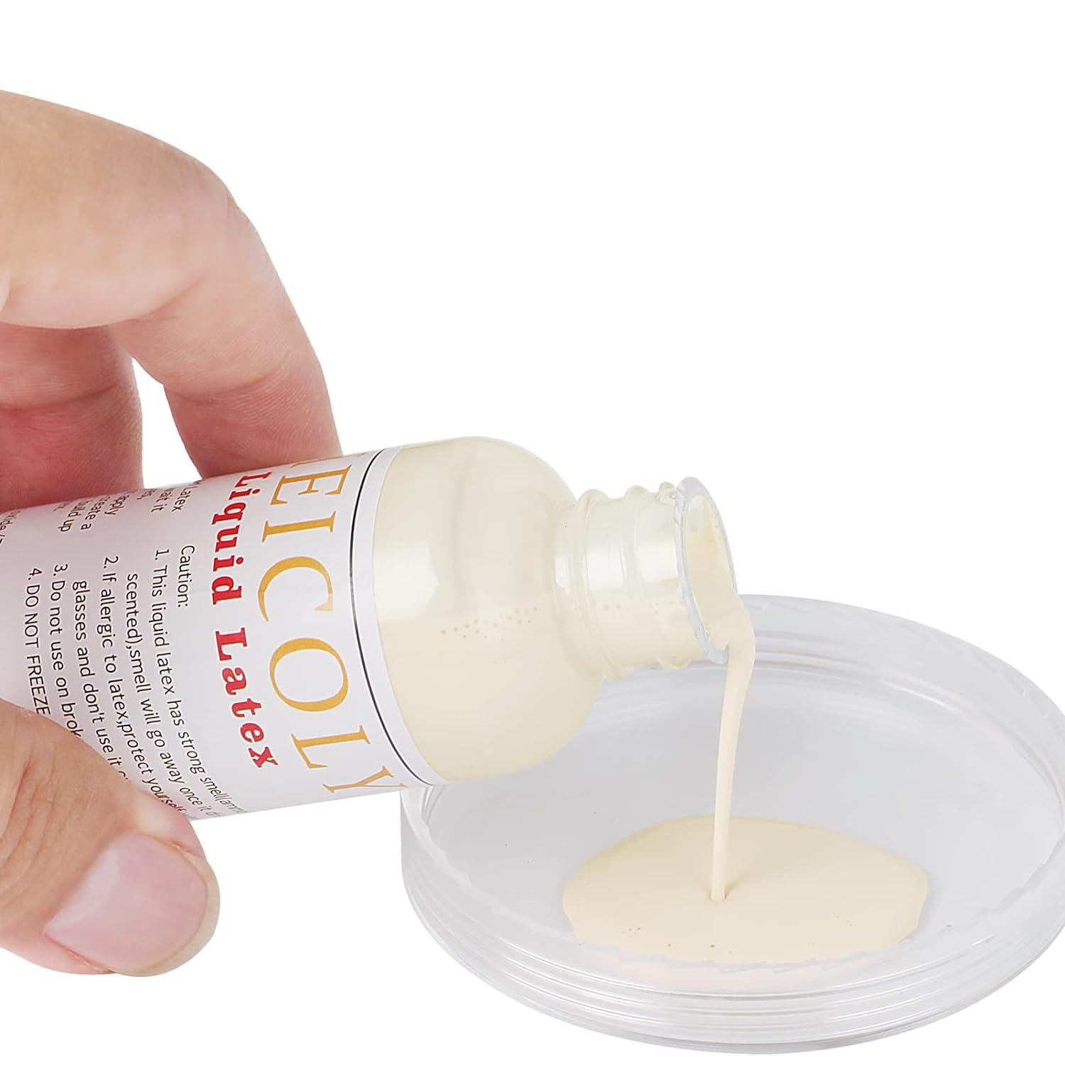 MEICOLY Clear White Liquid Latex With Sponge,Halloween Costume SFX Makeup For Scar Burn Monster Zombie Cut Wound Skin Wrinkle,Latex Glue For Face And Body,