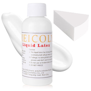 MEICOLY Clear White Liquid Latex With Sponge,Halloween Costume SFX Makeup For Scar Burn Monster Zombie Cut Wound Skin Wrinkle,Latex Glue For Face And Body,