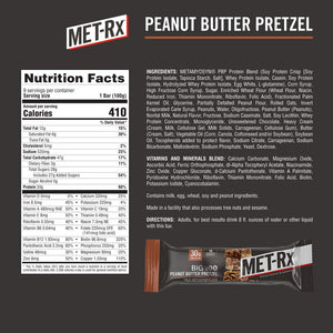 Met-Rx Big 100 Colossal Protein Bars, Peanut Butter Pretzel, 100g Bar, Meal Replacement, 9 Count
