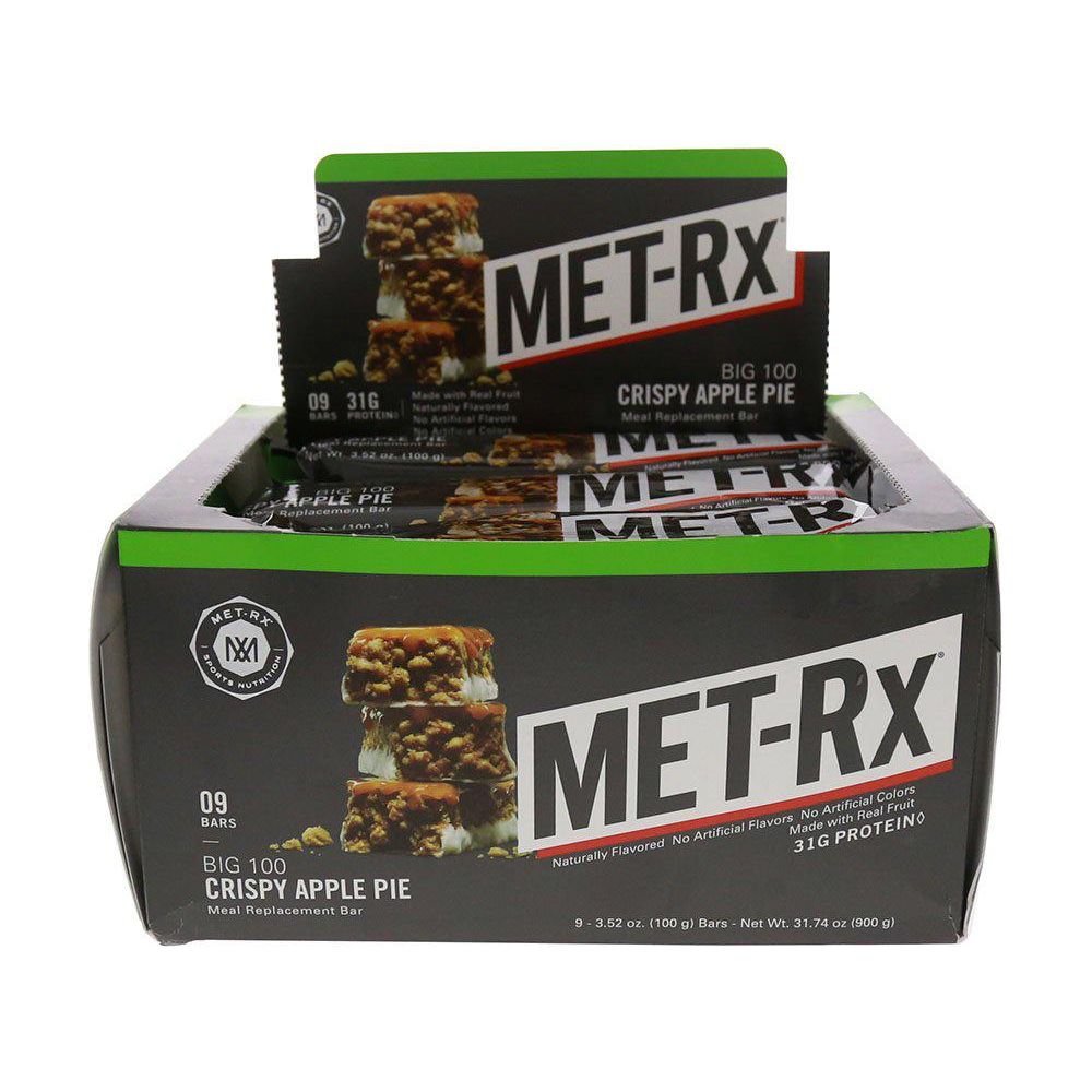 MET-Rx Big 100 Colossal Protein Bars, Crispy Apple Pie, Meal Replacement Bars, 9 Count