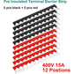 MILAPEAK Terminal Block And Strip - 5pcs 12 Positions 600V 15A Dual Row Screw Terminal Strip With Cover + 10pcs 400V 15A 12 Positions Pre-Insulated Terminal Barrier Jumper Strips Black And Red,