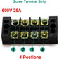 MILAPEAK Terminal Block And Strip - 12pcs (6 Sets) 4 Positions Dual Row 600V 25A Screw Terminal Strip Blocks With Cover + 400V 25A 4 Positions Pre-Insulated Terminals Barrier Strip Black And Red,
