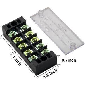 MILAPEAK Terminal Block And Strip - 10pcs (5 Sets) 5 Positions Dual Row 600V 25A Screw Terminal Strip Blocks With Cover + 400V 25A 5 Positions Pre-Insulated Terminals Barrier Strip (Black And Red),