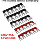 MILAPEAK Terminal Block And Strip - 5pcs 6 Positions 600V 25A Dual Row Screw Terminals Strip With Cover+5pcs Pre-Insulated Barrier Jumper Strips Black And Red + Spade Fork Wire Connectors,