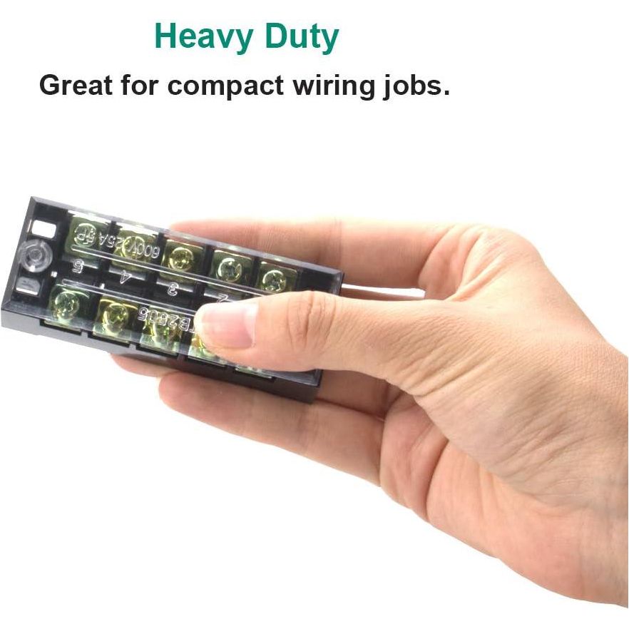MILAPEAK Terminal Block And Strip - 10pcs (5 Sets) 5 Positions Dual Row 600V 25A Screw Terminal Strip Blocks With Cover + 400V 25A 5 Positions Pre-Insulated Terminals Barrier Strip (Black And Red),