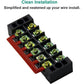 MILAPEAK Terminal Block And Strip - 5pcs 6 Positions 600V 25A Dual Row Screw Terminal Strip With Cover + 10pcs 400V 25A 6 Positions Pre-Insulated Terminal Barrier Jumper Strips Black And Red,