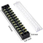 MILAPEAK Terminal Block And Strip - 5pcs 12 Positions 600V 15A Dual Row Screw Terminal Strip With Cover + 10pcs 400V 15A 12 Positions Pre-Insulated Terminal Barrier Jumper Strips Black And Red,