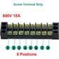 MILAPEAK Terminal Block And Strip - 12pcs (6 Sets) 8 Positions Dual Row 600V 15A Screw Terminal Strip Blocks With Cover + 400V 15A 8 Positions Pre-Insulated Terminals Barrier Strip (Black And Red),