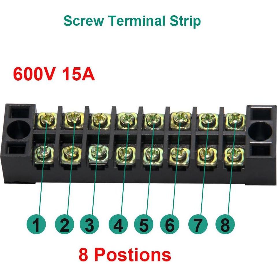 MILAPEAK Terminal Block And Strip - 12pcs (6 Sets) 8 Positions Dual Row 600V 15A Screw Terminal Strip Blocks With Cover + 400V 15A 8 Positions Pre-Insulated Terminals Barrier Strip (Black And Red),