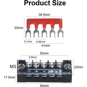 MILAPEAK Terminal Block And Strip - 10pcs (5 Sets) 5 Positions Dual Row 600V 15A Screw Terminal Strip Blocks With Cover + 400V 15A 5 Positions Pre-Insulated Terminals Barrier Strip (Black And Red),