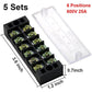 MILAPEAK Terminal Block And Strip - 5pcs 6 Positions 600V 25A Dual Row Screw Terminal Strip With Cover + 10pcs 400V 25A 6 Positions Pre-Insulated Terminal Barrier Jumper Strips Black And Red,