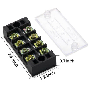 MILAPEAK Terminal Block And Strip - 12pcs (6 Sets) 4 Positions Dual Row 600V 25A Screw Terminal Strip Blocks With Cover + 400V 25A 4 Positions Pre-Insulated Terminals Barrier Strip Black And Red,