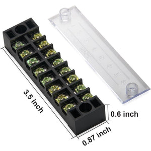 MILAPEAK Terminal Block And Strip - 12pcs (6 Sets) 8 Positions Dual Row 600V 15A Screw Terminal Strip Blocks With Cover + 400V 15A 8 Positions Pre-Insulated Terminals Barrier Strip (Black And Red),