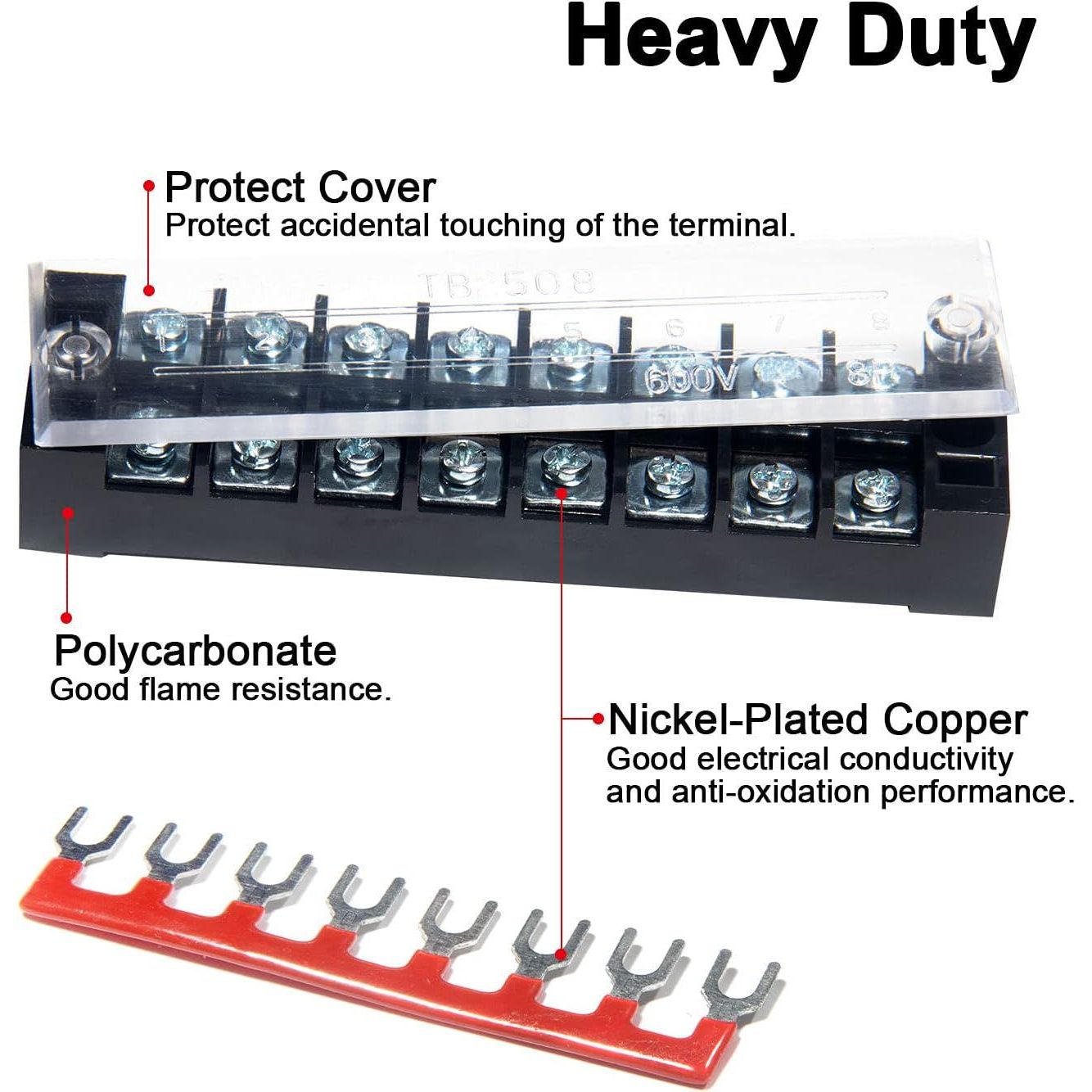 MILAPEAK Terminal Block And Strip - 6 Sets 8/10/12 Positions 600V 15A Dual Row Wire Screw Terminal Strip Block With Cover + 400V 15A Pre-Insulated Terminals Barrier Strips Jumpers (Black And Red),