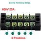 MILAPEAK Terminal Block And Strip - 10pcs (5 Sets) 5 Positions Dual Row 600V 25A Screw Terminal Strip Blocks With Cover + 400V 25A 5 Positions Pre-Insulated Terminals Barrier Strip (Black And Red),