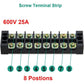 MILAPEAK Terminal Block And Strip - 4 Pcs 8 Positions 600V 25A Dual Row Screw Terminals Strip With Cover + 8 Pcs 400V 25A 8 Positions Pre-Insulated Terminal Barrier Jumper Strips Black And Red,