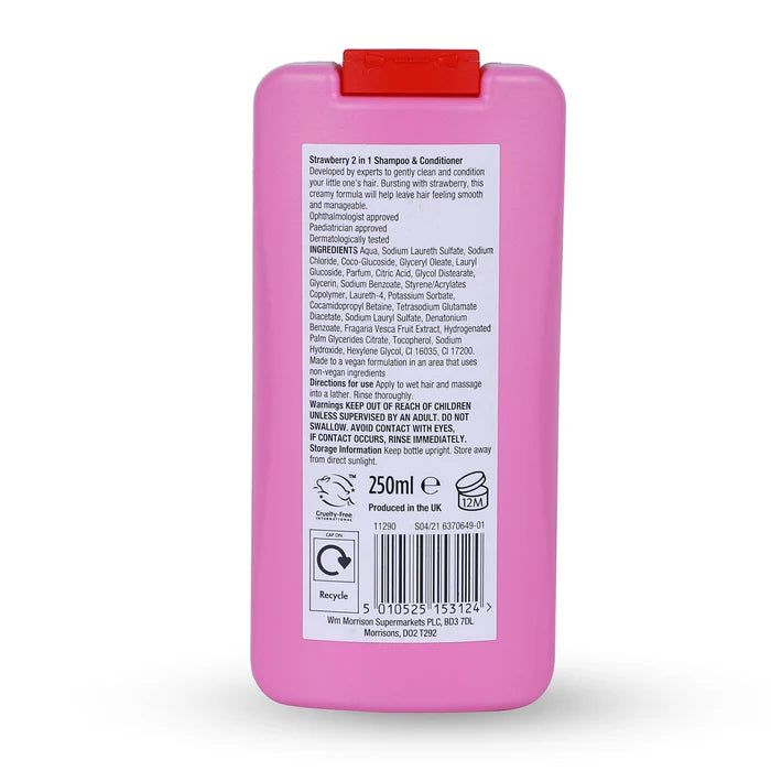 Morrisons Kids Super Strawberry 2-In-1 Shampoo & Conditioner 250ml,5010525153124