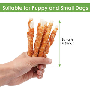 Mon2Sun Rawhide Twist Chicken Hide Dog Treats 5 Inch Sticks Pack of 40 for Small Dogs and Puppies