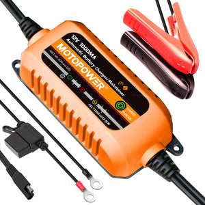 MOTOPOWER 12V 1000mA Automatic Charger - Battery Maintenance - Maintain Charger And Battery Desulfator With Timer Protection.,