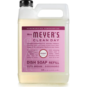 Mrs. Meyer's Clean Day MRS. MEYER'S CLEAN DAY Liquid Dish Soap Refill, Biodegradable Formula, Peony, 48 Fl. Oz